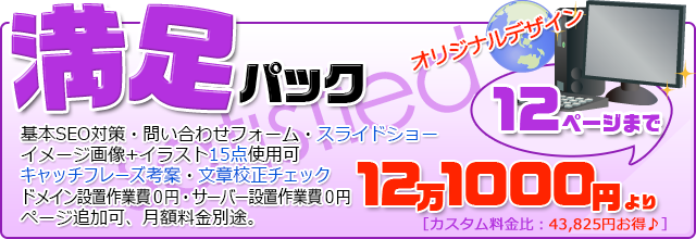 より充実したHPを作成されたい方に 満足パック